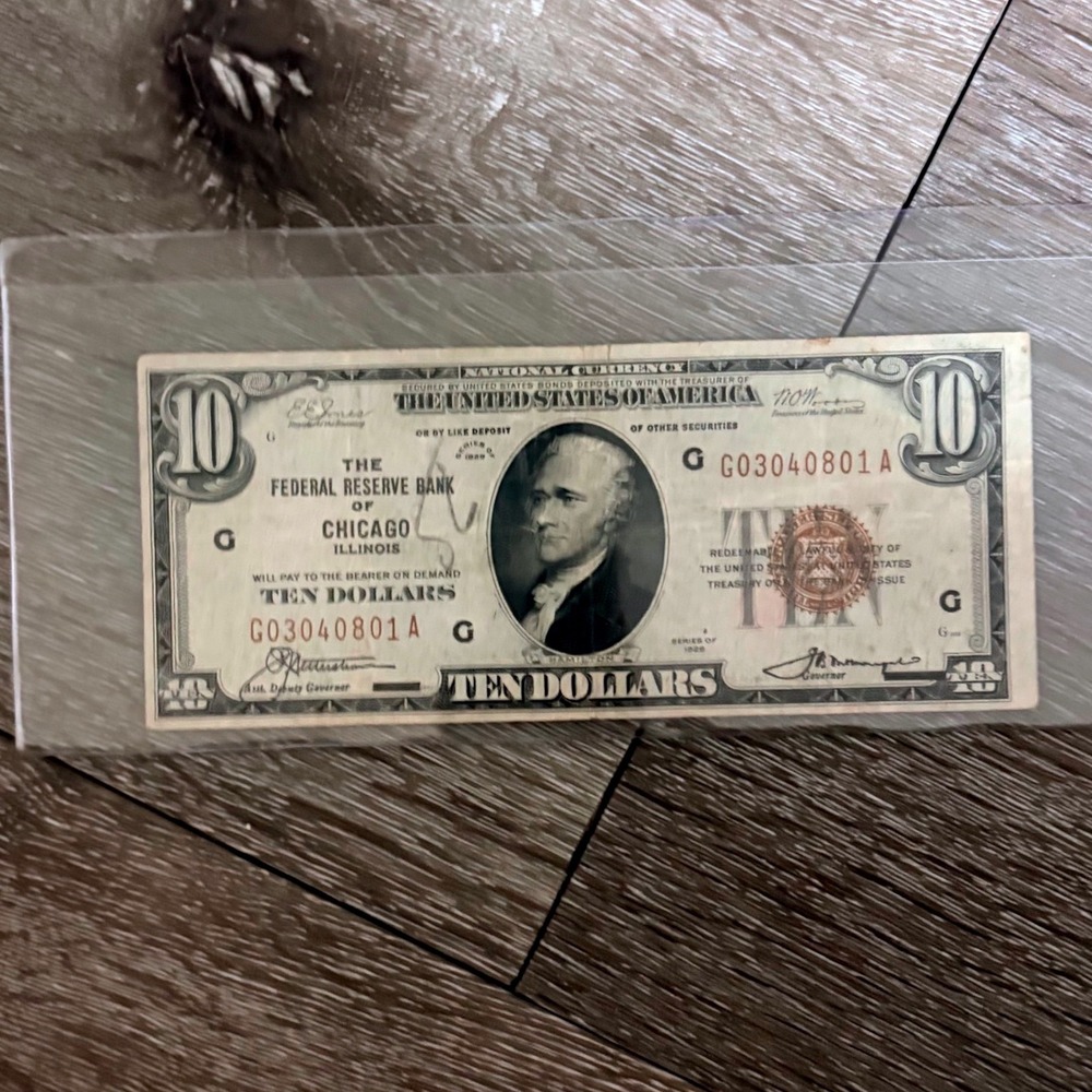 1929 $10 Federal Reserve Bank of Chicago National Currency Brown Seal Note